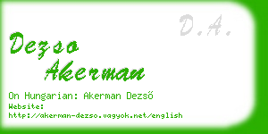 dezso akerman business card